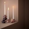 Sklenený svietnik v hnedej farbe – prenájom svadobnej výzdoby, Led lampy,svietniky, lustre, svietiace reťaze (5)
