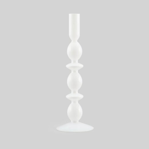 Svietnik na kónickú sviečku v bielej farbe – 26 cm – prenájom svadobnej výzdoby, Led lampy,svietniky, lustre, svietiace reťaz